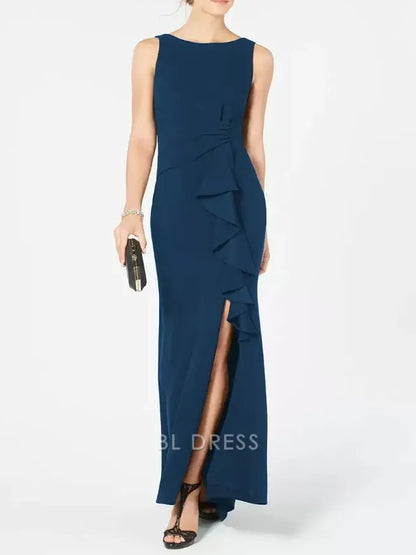Sheath Bateau Neck Sleeveless Pleated Wedding Guest Dresses Mother of the Bride Dresse