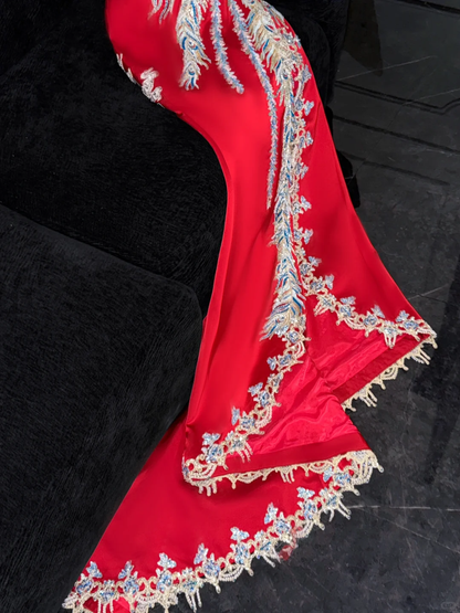 Gorgeous Shiny Red Beaded Sequined Embroidery Design Mermaid Prom Dress Evening Dress HZ1024