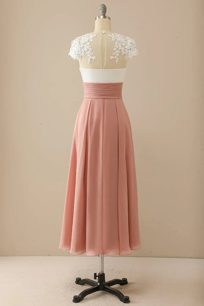 A-line V Neck Appliques Short Sleeves Mother of Bride Dress