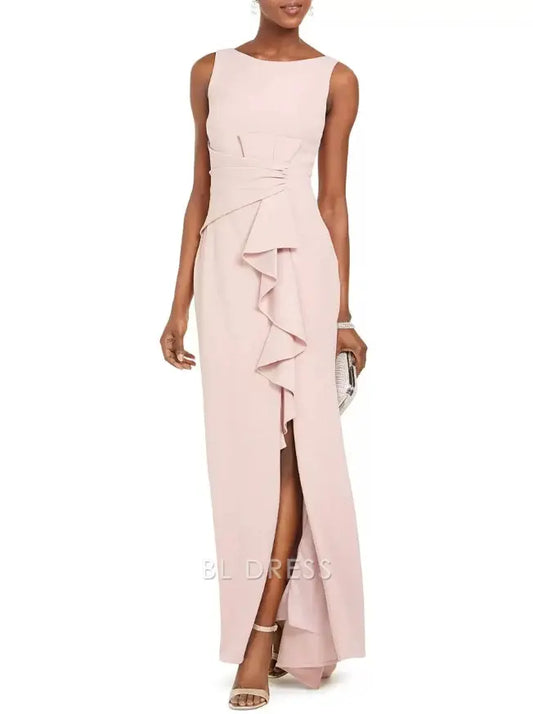 Sheath Bateau Neck Sleeveless Pleated Wedding Guest Dresses Mother of the Bride Dresse