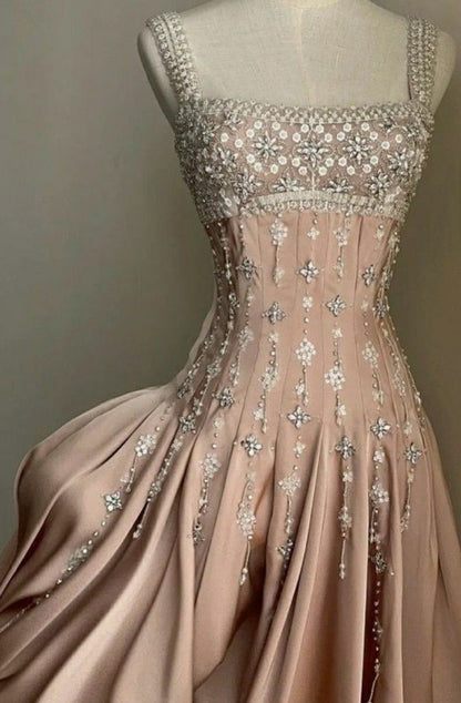 Girlhomeshops-Pink Gorgeous Exquisite Beaded Short Satin Homecoming Dress Birthday Dress gh5306