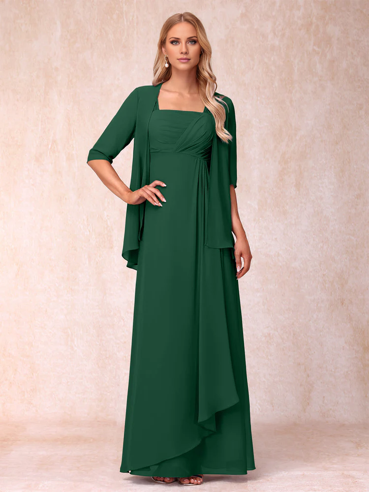 A-line princess sleeveless lotus leaf side length design mother of the bride dress