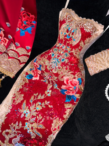 Sparkling Beaded Sequin Mermaid Design Exquisite Embroidery Gorgeous Evening Dress Prom Dresses HZ1024