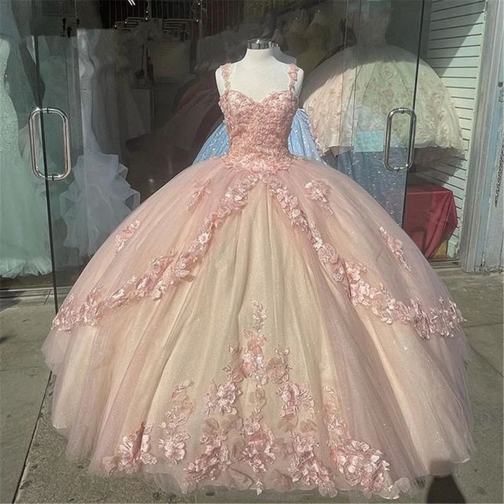 Retro Pink Sweetheart Appliqued 3D Flower A-Line Tulle 18 Birthday Quinceanera Dresses Evening Ball Gowns HZ0319