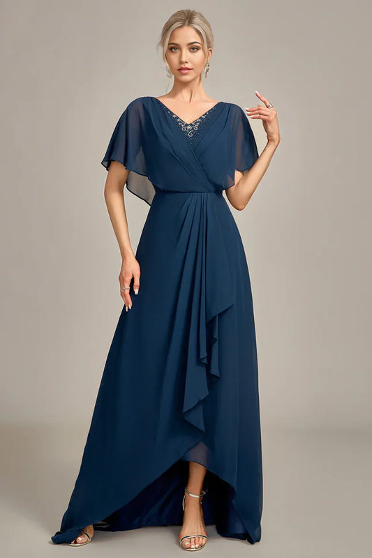 A-Line Asymmetrical Sequins Mother of the Bride Dress With Beading