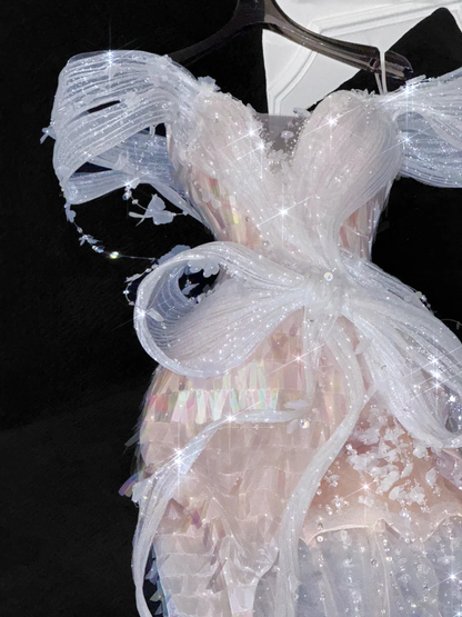Vintage Sparkling Champagne Sequin Off-the-shoulder Sheath Elegant Chiffon Evening Dress Prom Dresses HZ1024