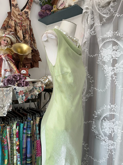Gorgeous Light Green Cowl Neck Elegant Mermaid Long Evening Dress Prom Dresses HZ1024