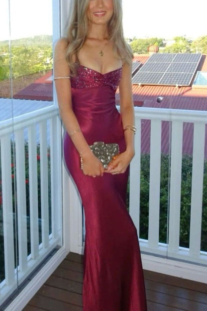 Chic Halter Sweetheart with Sequins Satin Long Prom Party Formal Dress