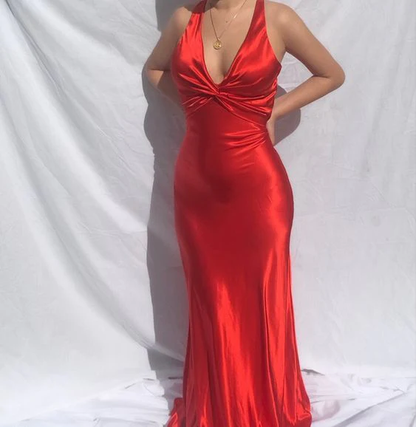 Sexy V-Neck Long Prom Evening Dresses, Simple Party Dresses  cc2086