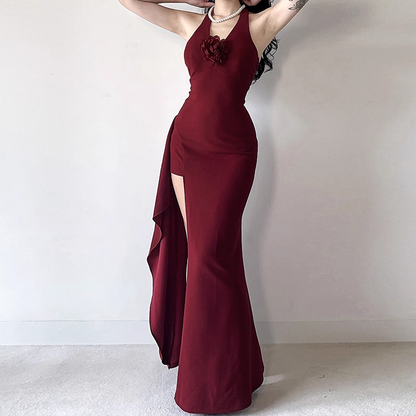 New Sexy Red Halter Dress Elegant Party Evening Dress HZ1024