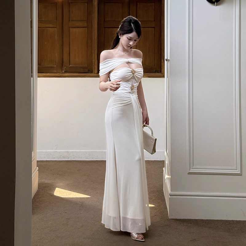 Gorgeous Ivory Off-the-shoulder Sweetheart Applique Beaded Mermaid Long Prom Dress Evening Dress HZ1024
