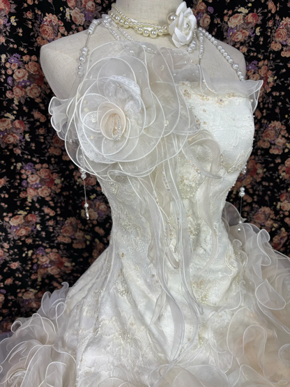 Elegant Ivory Tulle Strapless Pleated Sweet 16th Quinceanera A-Line Floor-length Evening Dress Prom Dress Ball Gown HZ1024