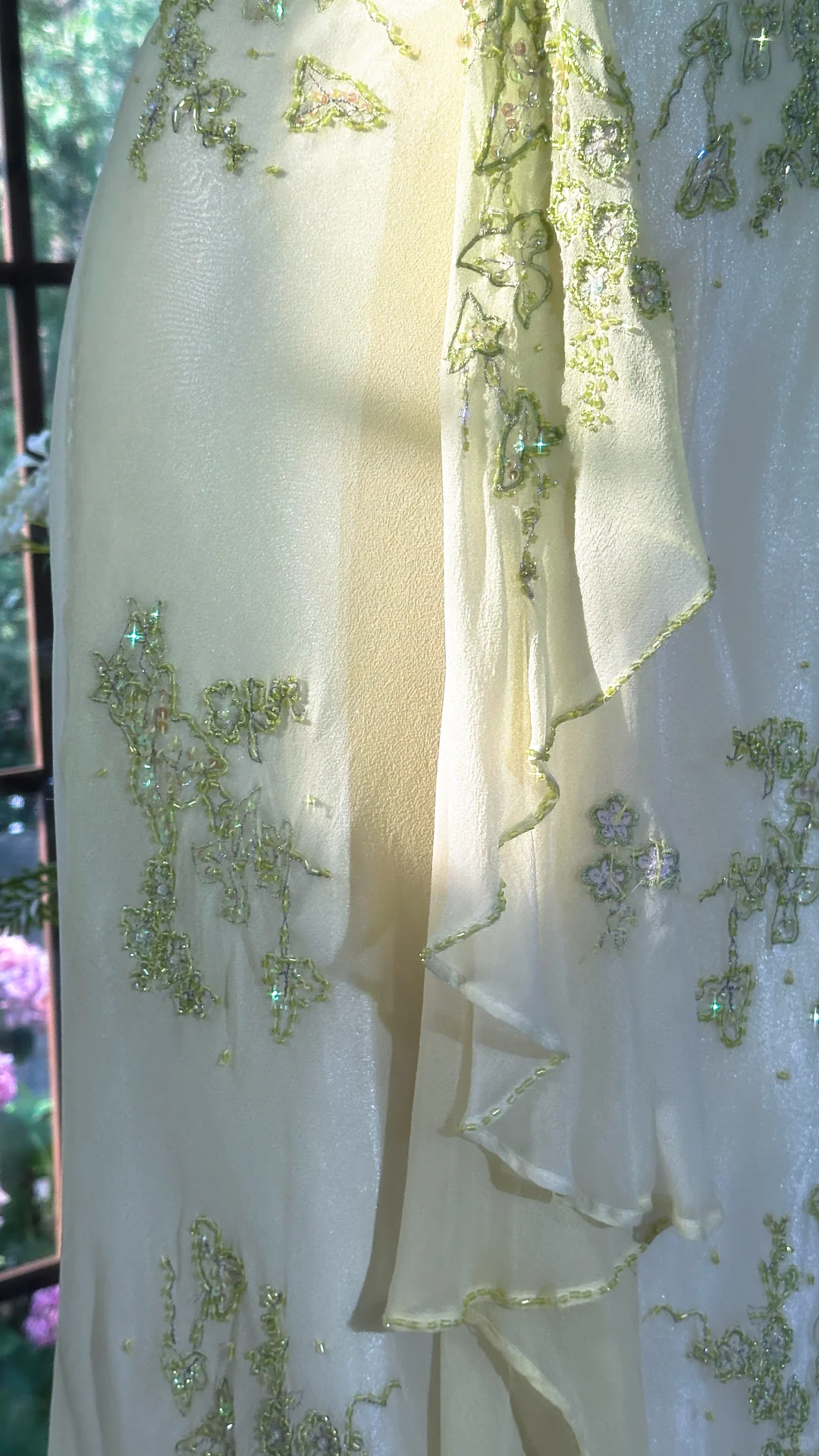 Shiny Light Green Sequined Spaghetti Strap Design Chiffon Prom Dress Evening Dress HZ1024