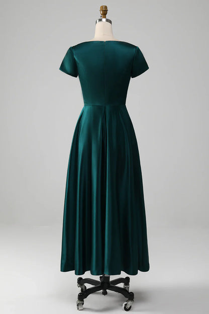 A-line V-neck Satin Mother of the Bride Dress