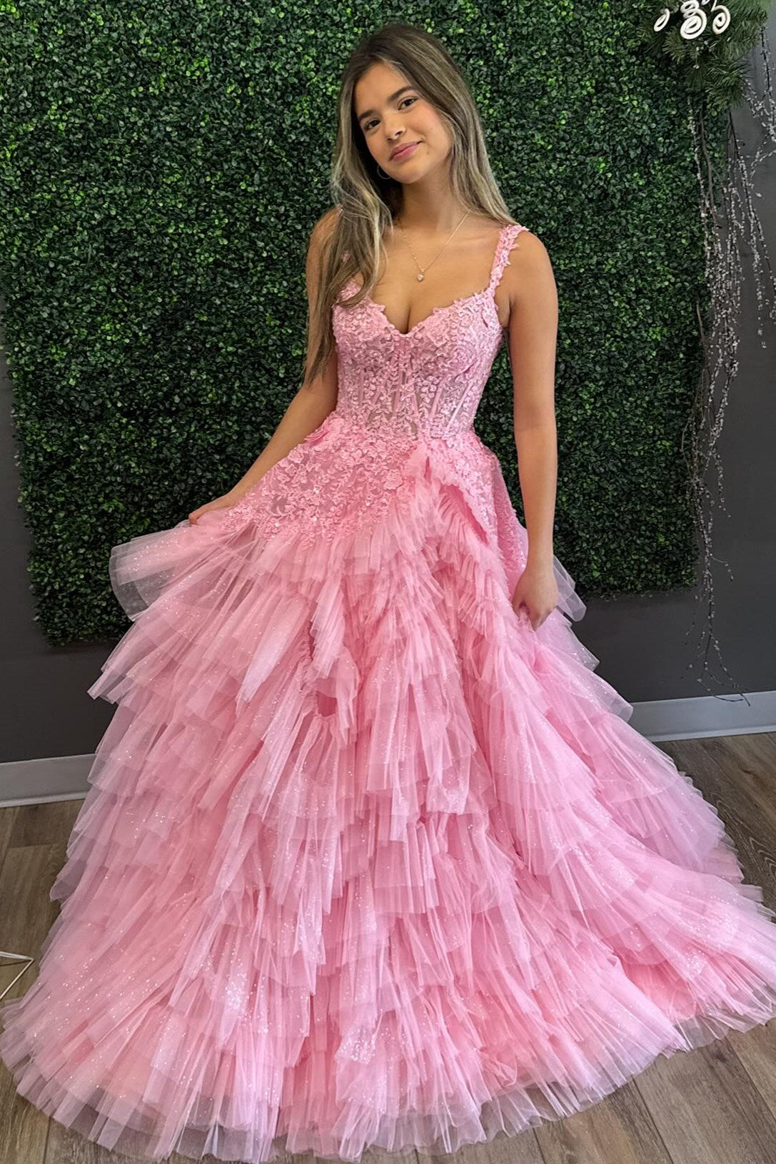 Light Blue Appliques Off-the-Shoulder Ruffle Tiered Long Prom Dress