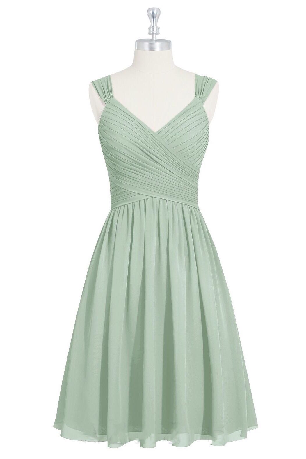 Sage Green V-Neck Backless A-Line Short Bridesmaid Dress