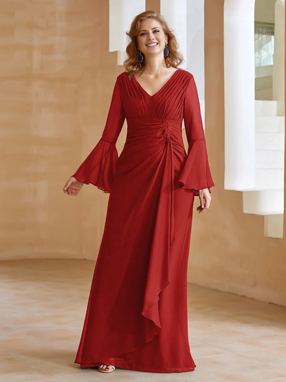 V-neck folds and mother of the bride dress
