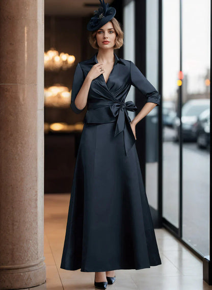 A-line/Princess V-neck satin mother of the bride dress