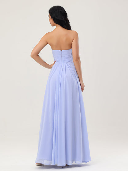 Strapless Sweetheart Neck Chiffon Dresses Lavender