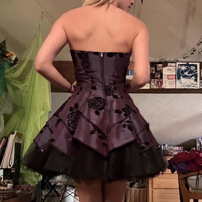 Vintage Satin Tulle Tiered A Line Mini Prom Dress Homecoming Dress cc2550