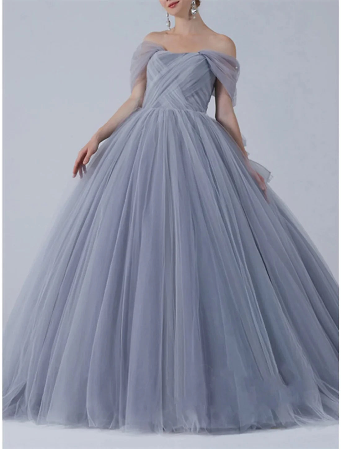Ball Gown Prom Dresses Luxurious Dress Quinceanera Prom Sweep / Brush Train Off Shoulder Organza Sleeveless with Bow(s) Pleats