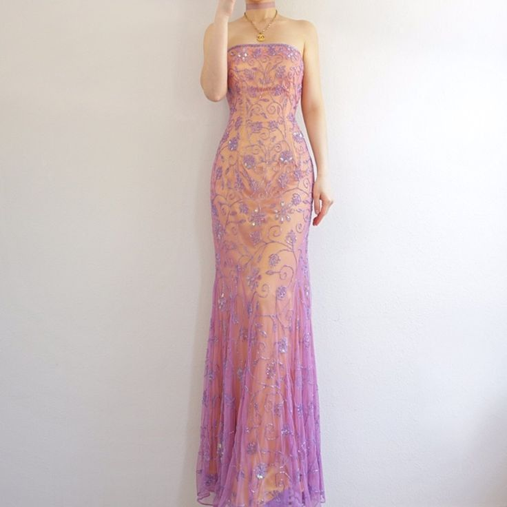 Gorgeous Strapless Tulle Beaded Mermaid Evening Dress,Long Party Prom Dress cc2612