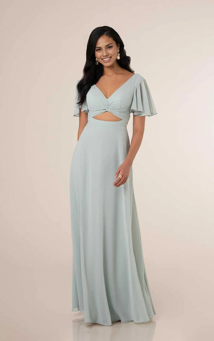 Weitese Prom Shop Dresses Chiffon A-line Bridesmaid Gown with Flutter Sleeves Formal Women's Dresses