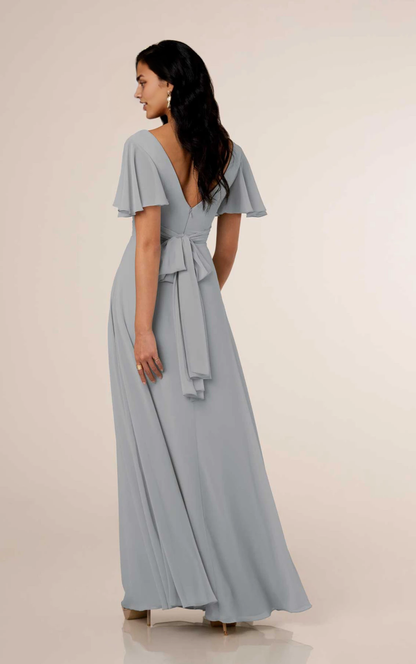 Weitese Prom Shop Dresses Chiffon A-line Bridesmaid Gown with Flutter Sleeves Formal Women's Dresses