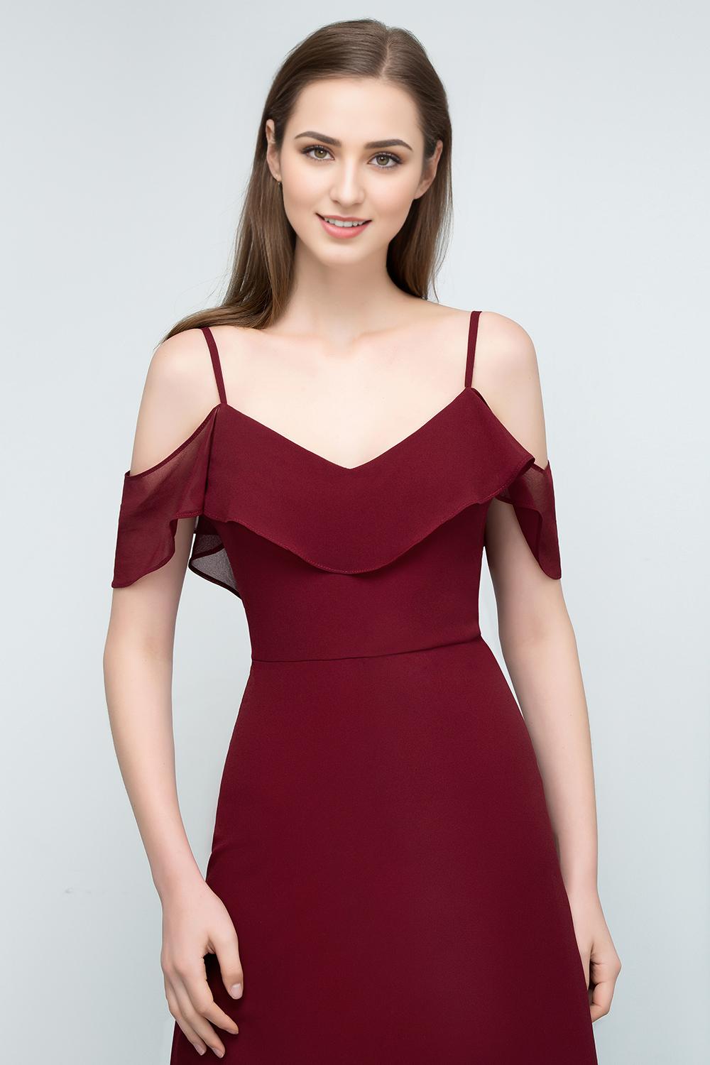 A-Line Spaghetti Straps Sleeveless Floor-Length Bridesmaid Dresses