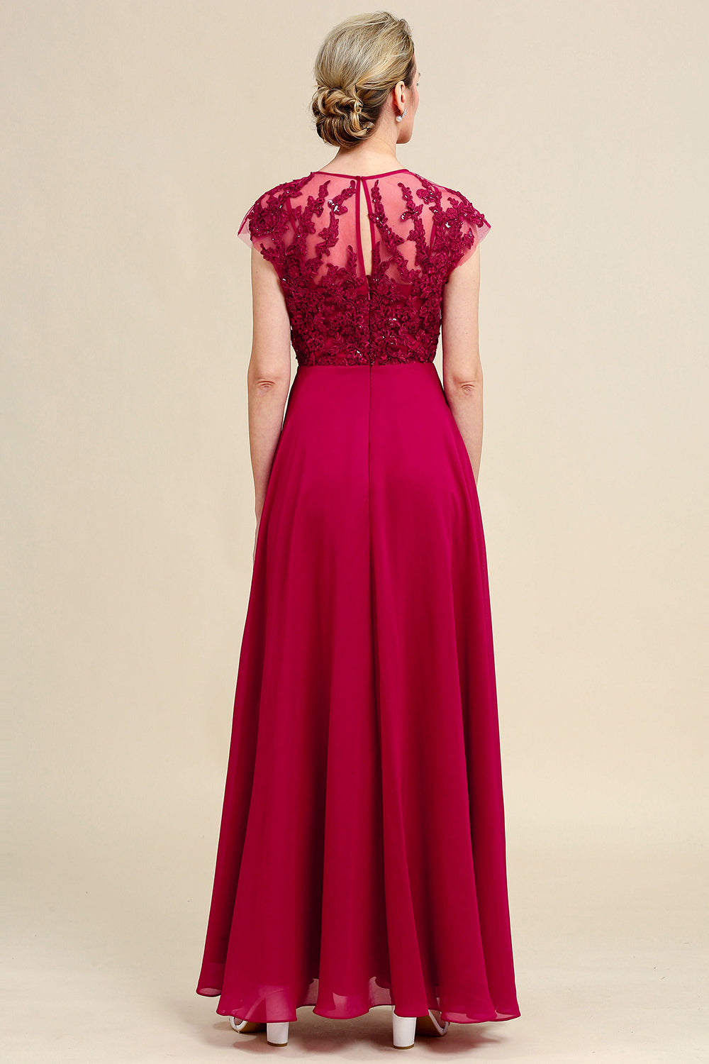 A Line Beading Appliques Mother Of Bride Dress