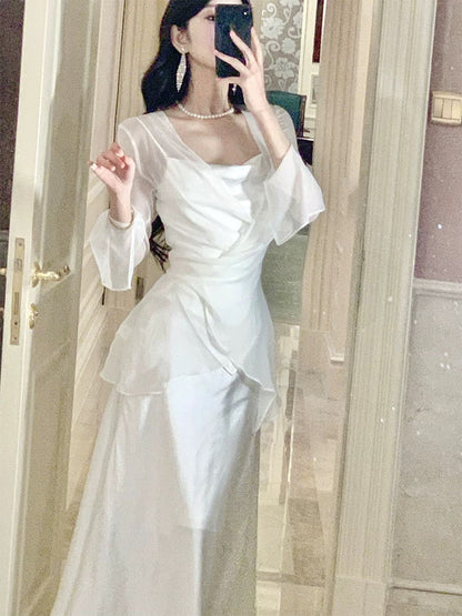 Pretty Sheath Spaghetti Straps Chiffon Prom Dresses Evening Dress With Jacket HZ1024