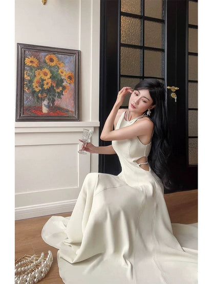 Pretty Sheath Scoop Ankle Length Prom Dresses Simple Evening Dress HZ1024