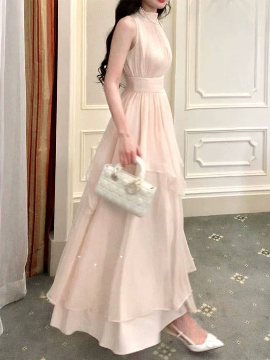Gorgeous A Line High Neckline Chiffon Long Prom Dresses Evening Dress HZ1024