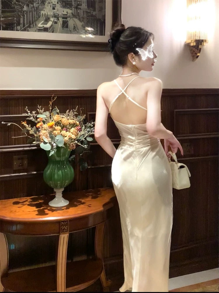 Classy Sheath Spaghetti Straps Sleeveless White Long Prom Dresses Evening Dress HZ1024