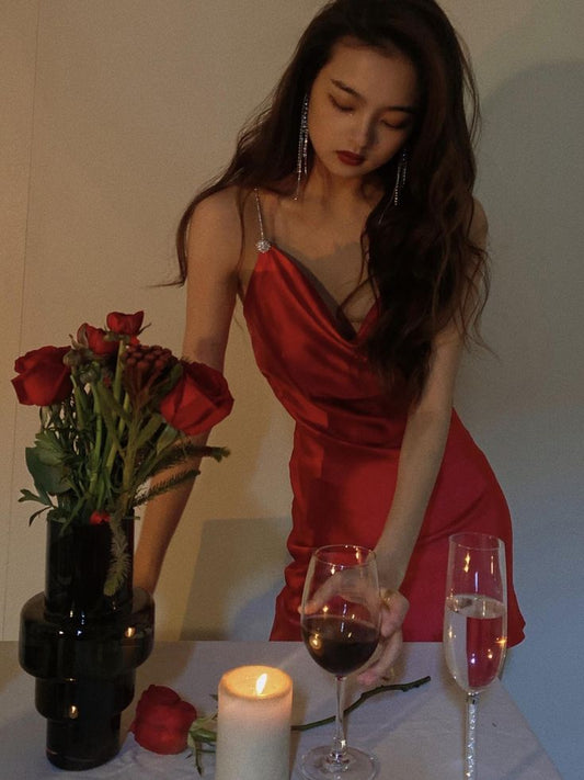 Red Evening Dresses Sexy Formal Party Dresses Spaghetti Strap Senior Homecoming Dress HZ1024