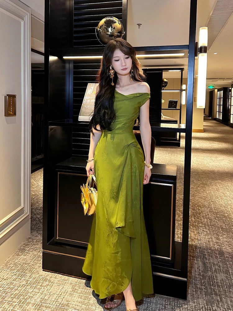 Gorgeous A line Off The Shoulder Lace Green Prom Dresses Evening Dress HZ1024