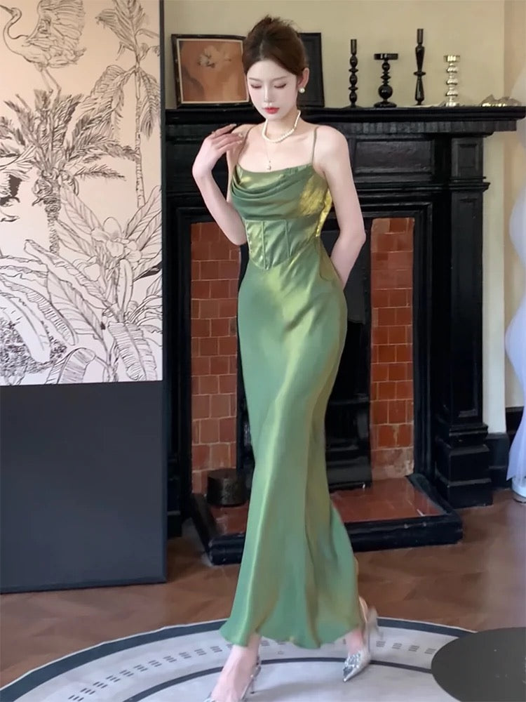 Gorgeous Mermaid Spaghetti Straps Green Prom Dresses Evening Dress HZ1024