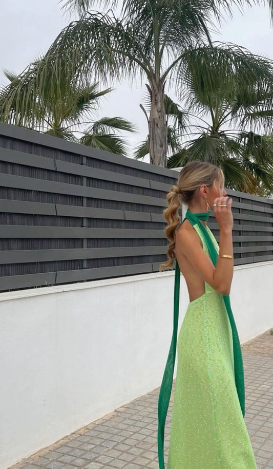 Modest A Line V Neckline Straps Green Long Prom Dresses Evening Dress HZ1024