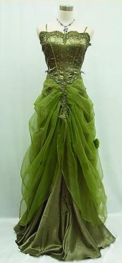 Vintage A line Spaghetti Straps Green Tulle Beads Prom Dresses Long Evening Dress HZ1024