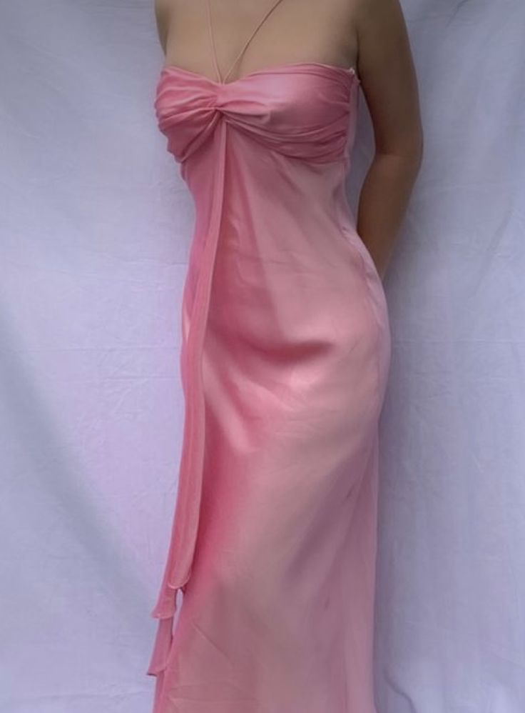 Pretty A line Halter Sleeveless Pink Chiffon Prom Dresses Long Evening Dress HZ1024