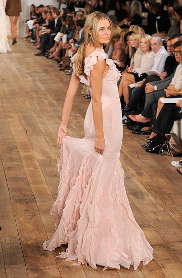 Pretty Mermaid V neckline Long Chiffon Prom Dresses Evening Dress HZ1024