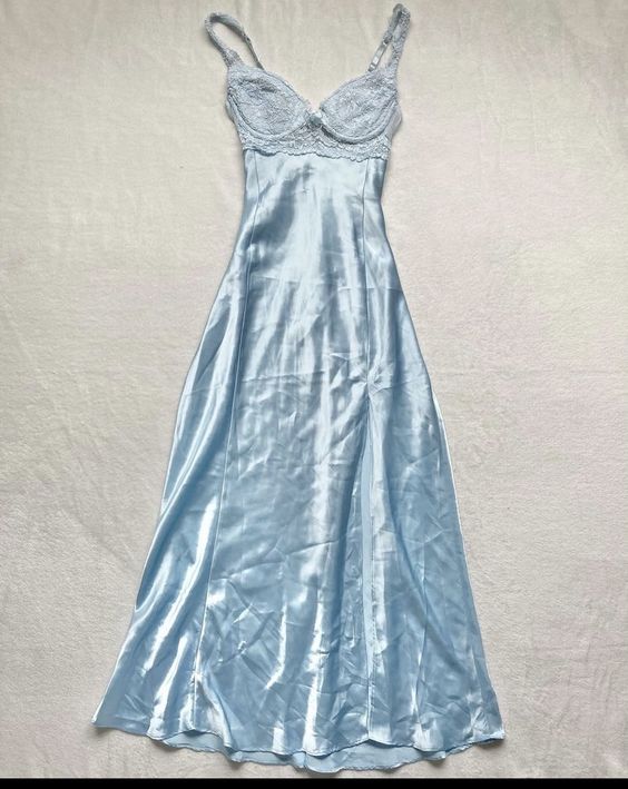 Vintage A line Spaghetti Straps Light Sky Blue Lace Long Prom Dresses Evening Dress HZ1024