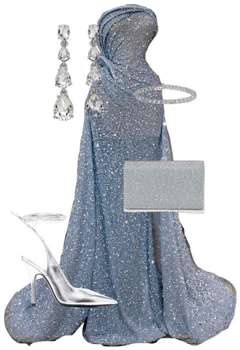 Elegant Mermaid Strapless Sequin Light Sky Blue Long Prom Dresses Evening Dress HZ1024