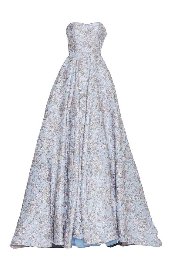 Elegant Ball Gown Strapless Light Sky Blue Lace Long Prom Dresses Evening Dress HZ1024