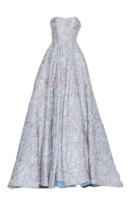 Elegant Ball Gown Strapless Light Sky Blue Lace Long Prom Dresses Evening Dress HZ1024