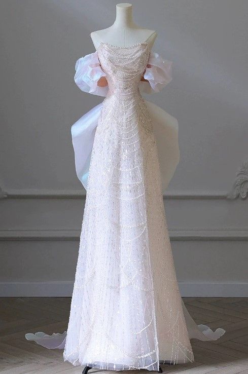 Elegant Off The Shoulder Light Pink Beaded Luxury Evening Dress Prom Dresses HZ1024