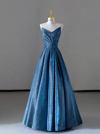 Elegant A line Sweetheart Blue Sequin Party Dress Prom Dresses Evening Dress HZ1024