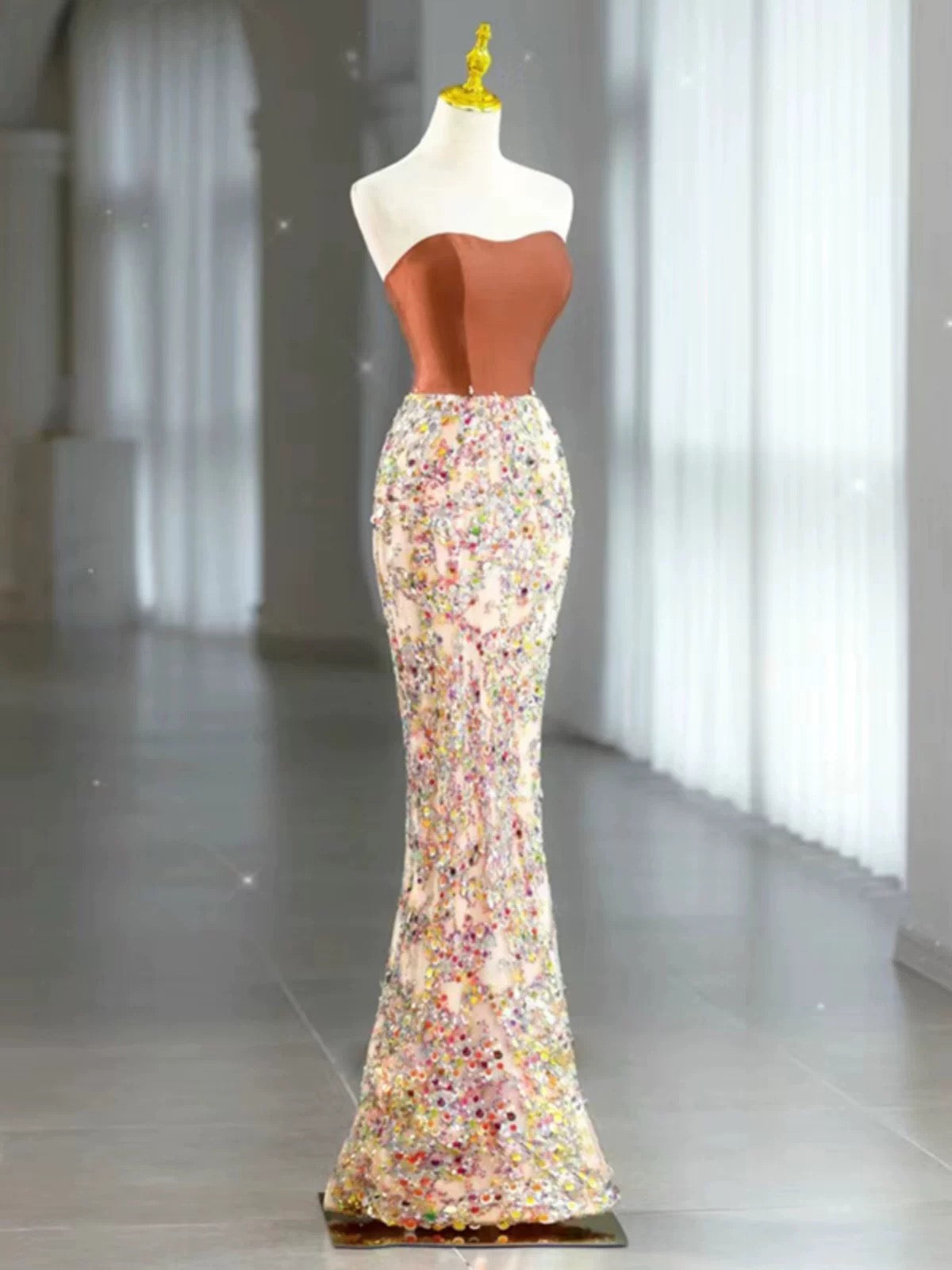 Sexy Mermaid Sweetheart Satin Evening Dress Long Prom Dresses Party Dress With Bow HZ1024