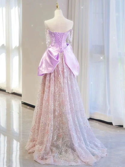 Elegant A line Off The Shoulder Pink Satin Ruffles Long Prom Dress Evening Dress HZ1024