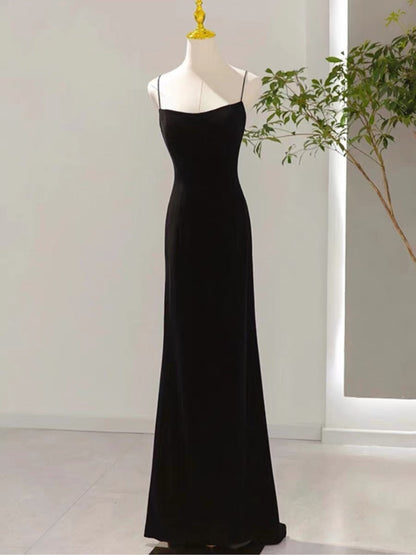 Sexy Mermaid Spaghetti Straps Black Long Prom Dresses Evening Dress HZ1024